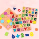 Wooden 3D Capital Alphabets, Numbers, and Shapes Board Puzzle - Image 4
